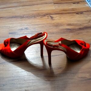 Orange Satin Nine West Heels Size 9